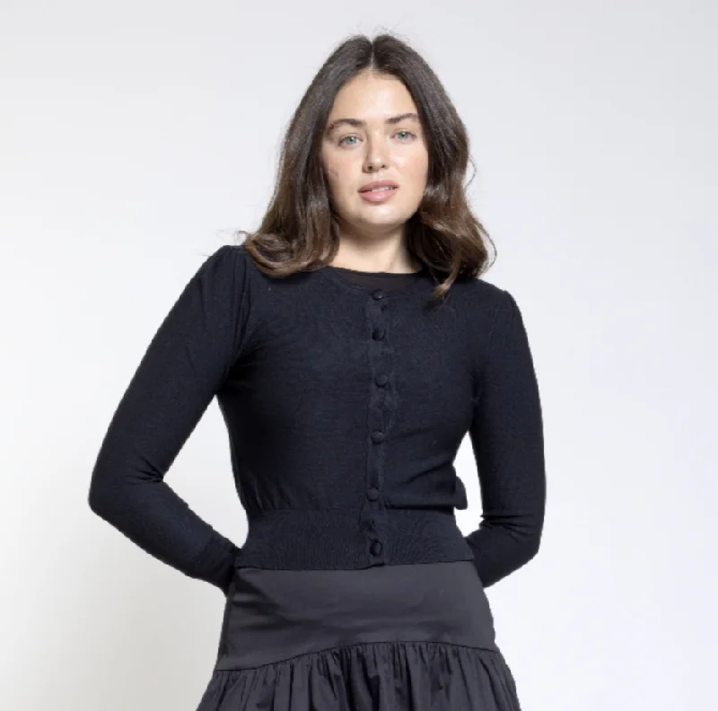 Zoey + Oliver Puff Sleeve Sweater Zippered Front Buttoned Front Snap Front