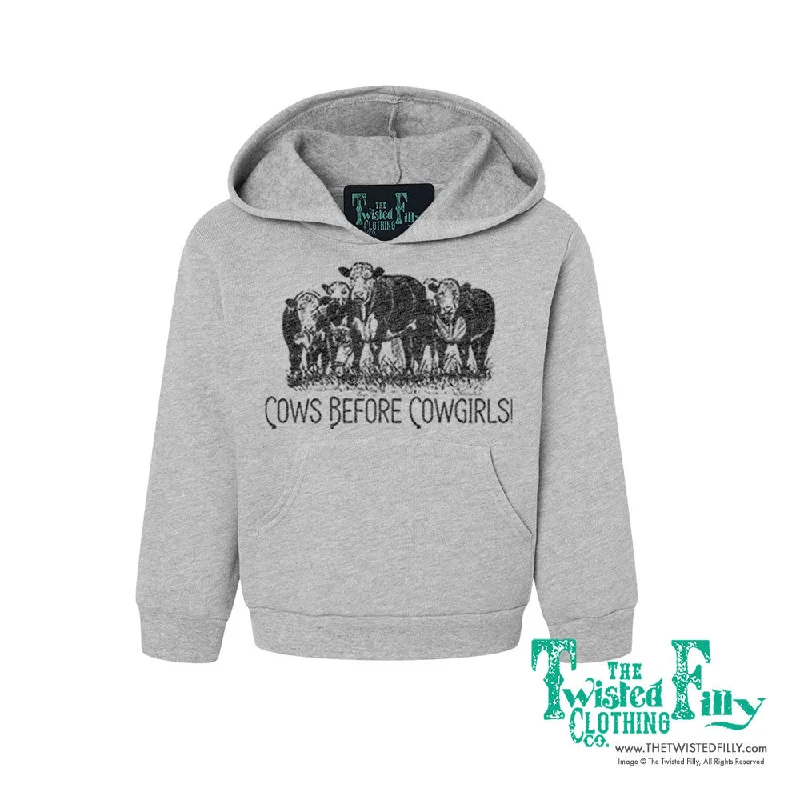Cows Before Cowgirls - Toddler Boys Hoodie - Assorted Colors Hoodie with Lace Feminine Delicate