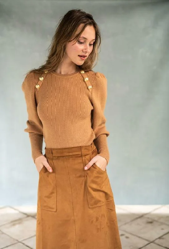 Front Row F20C13A Puff Sleeve Sweater Glossy Satin Silk
