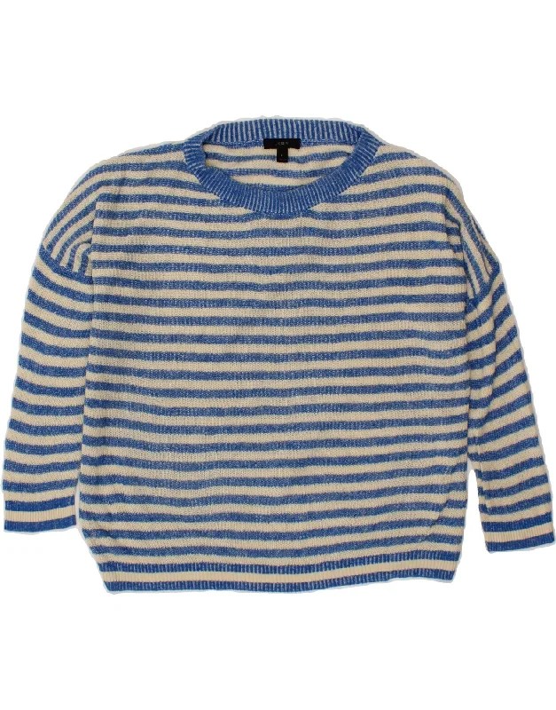 J. CREW Womens Oversized Boat Neck Jumper Sweater UK 16 Large Blue Striped Fitted Loose Oversized J. CREW Womens Oversized Boat Neck Jumper Sweater UK 16 Large Blue Striped Fitted Loose Oversized