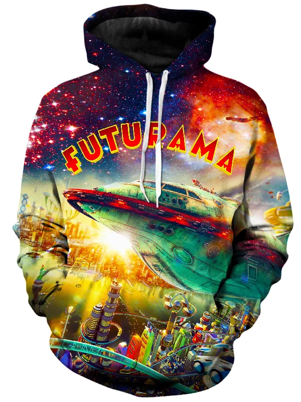 Futurama City Hoodie Hoodie with Frayed Bohemian Relaxed