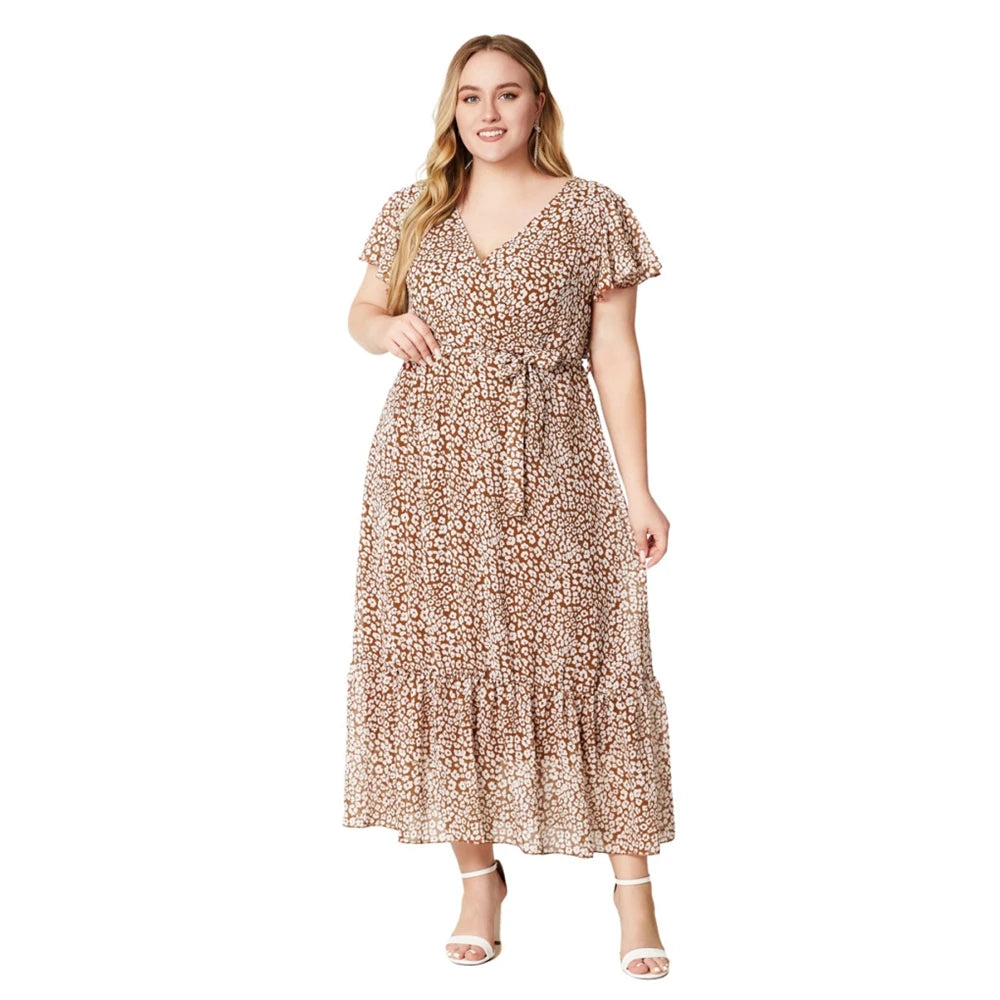2023 Summer New Hot Sale European And American Style Plus Size V-Neck Dress For Women Tunics Cozy comfortable 2023 Summer New Hot Sale European And American Style Plus Size V-Neck Dress For Women Tunics Cozy comfortable