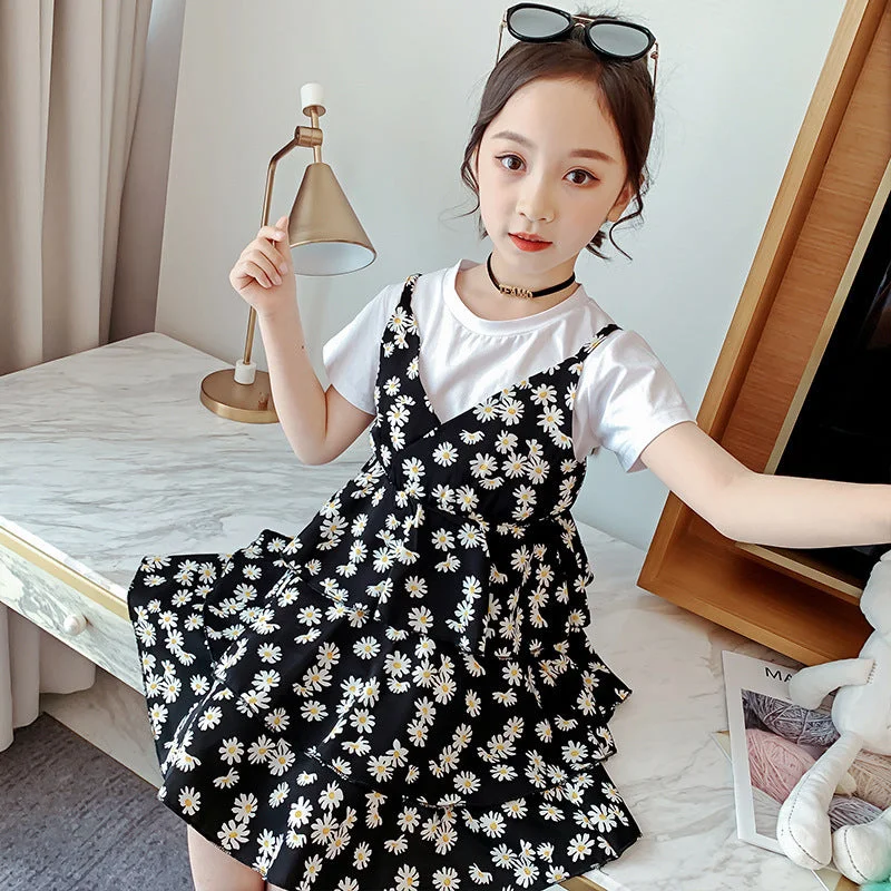 Daisy Flower Girl's Sun Dress Tunics stripes playful