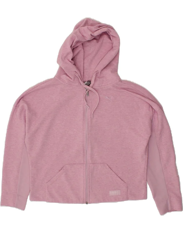 PUMA Womens Oversized Zip Hoodie Sweater UK 10 Small Pink Polyester Welt Pockets Slit Pockets Flap Pockets PUMA Womens Oversized Zip Hoodie Sweater UK 10 Small Pink Polyester Welt Pockets Slit Pockets Flap Pockets