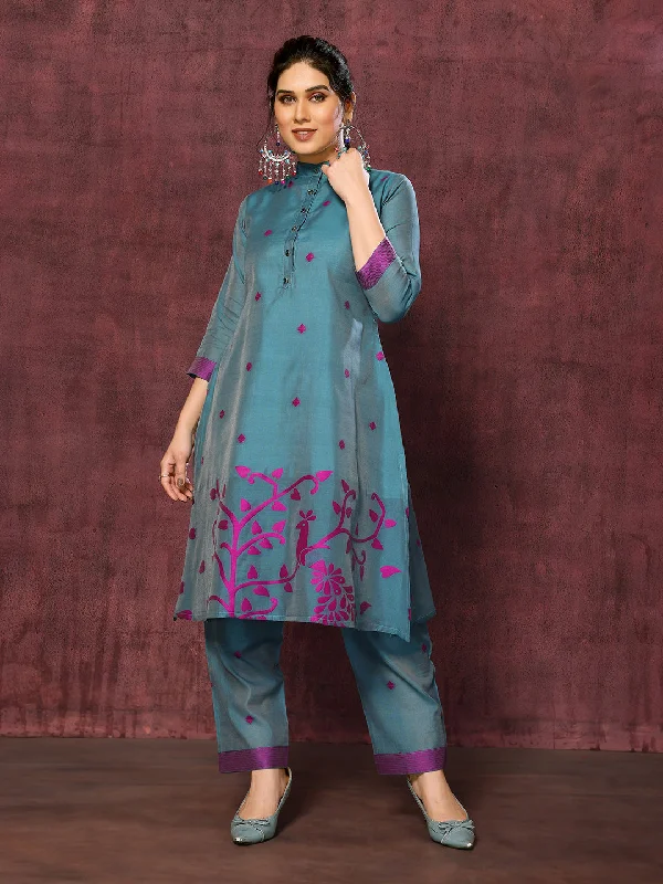 Grey Designer Readymade Pant Suit With Wevon Designer Work Trendy Printed Pants