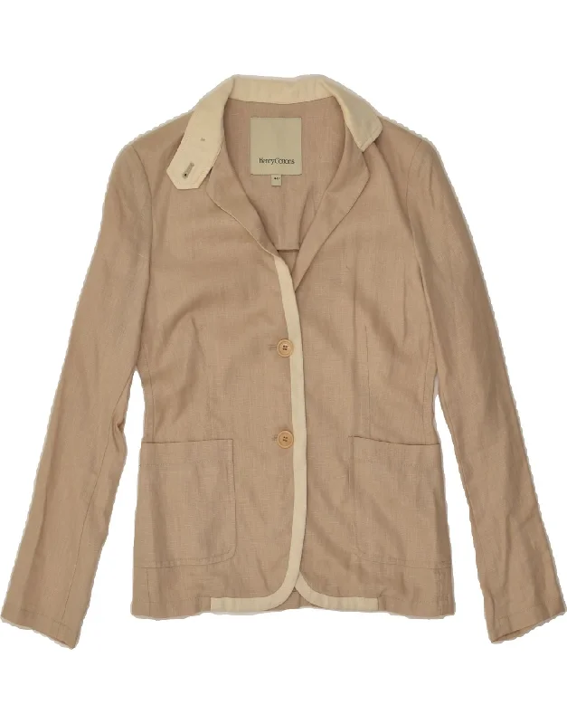 HENRY COTTONS Womens 2 Button Blazer Jacket IT 40 Small Beige Linen Welt Pockets Slit Pockets Flap Pockets HENRY COTTONS Womens 2 Button Blazer Jacket IT 40 Small Beige Linen Welt Pockets Slit Pockets Flap Pockets