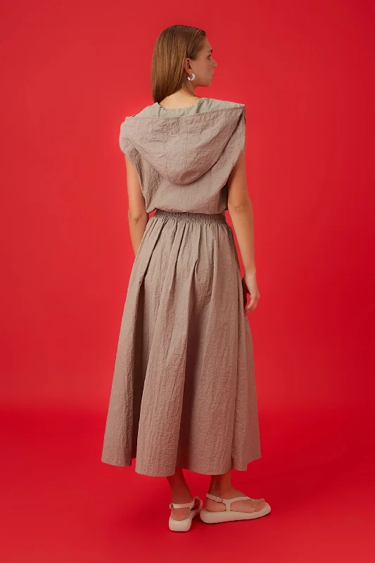 Button Accessorized Midi Skirt leather skirt sleek
