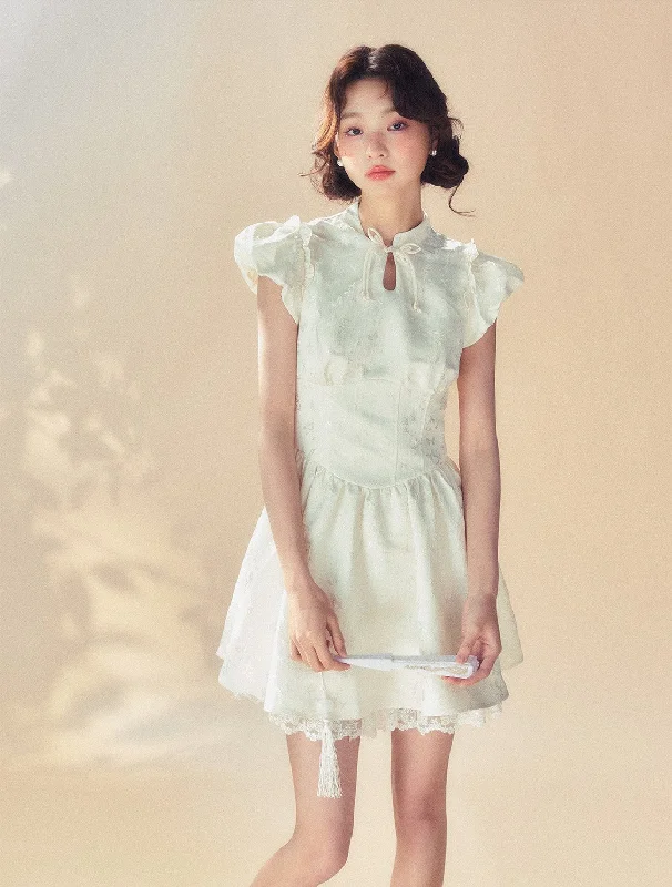 Flying Sleeve Beige Umbrella Dress SUN0056 Tunics Handmade artisanal