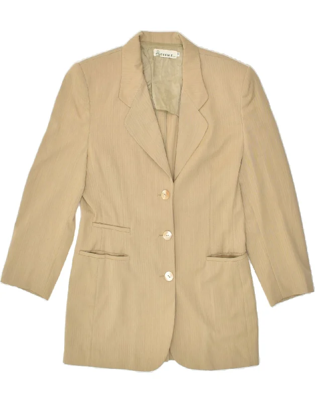 VINTAGE Womens 3 Button Blazer Jacket IT 42 Medium Beige New Wool Denim Fabric Leather Fabric Suede Fabric VINTAGE Womens 3 Button Blazer Jacket IT 42 Medium Beige New Wool Denim Fabric Leather Fabric Suede Fabric