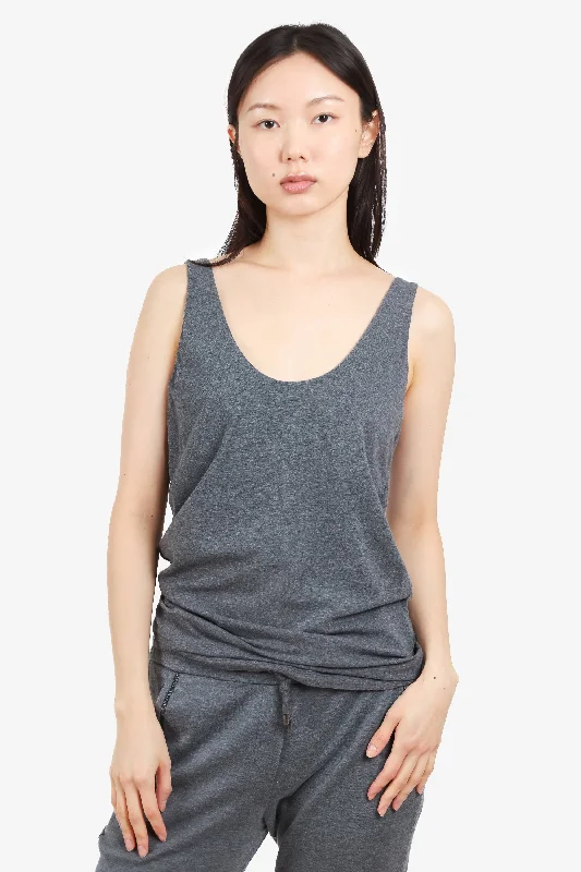 Brunello Cucinelli Grey Cotton Tank Top Size L glitter tank top