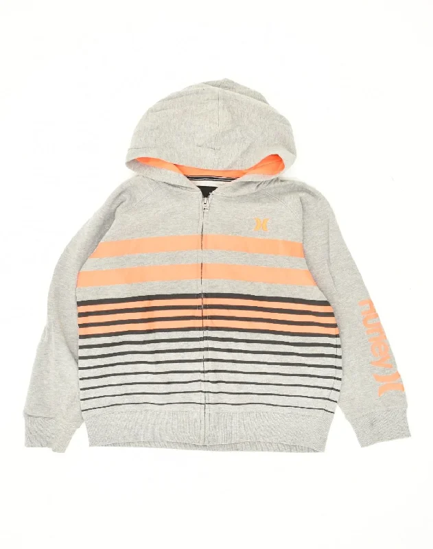 HURLEY Womens Graphic Zip Hoodie Sweater UK 18 XL Grey Striped Cotton Chenille Blend Fleece Blend Nylon Blend HURLEY Womens Graphic Zip Hoodie Sweater UK 18 XL Grey Striped Cotton Chenille Blend Fleece Blend Nylon Blend
