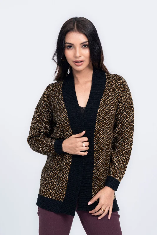 Geometric Jacquard-Textured Sweater Spandex Rayon Corduroy
