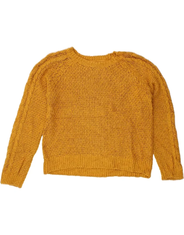 FAT FACE Womens Crop Crew Neck Jumper Sweater UK 12 Medium Yellow Cotton Solid Color Striped Floral Print FAT FACE Womens Crop Crew Neck Jumper Sweater UK 12 Medium Yellow Cotton Solid Color Striped Floral Print