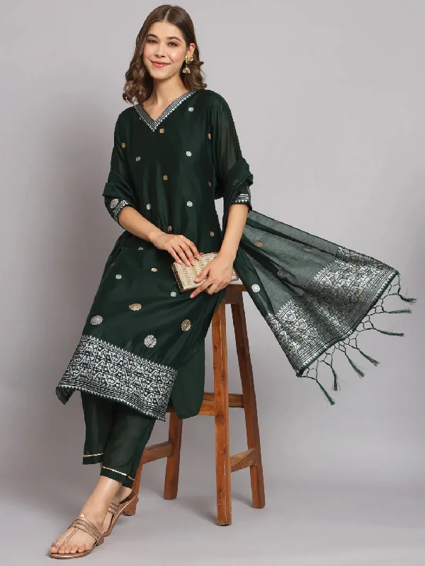 Green Trendy Designer Readymade Pant Suit With Embroidery Work Comfy Athletic Pants
