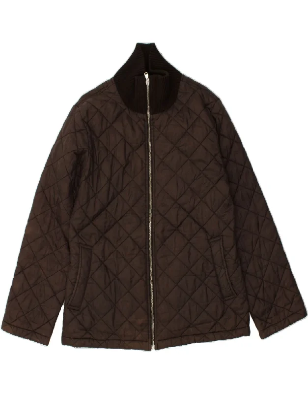 BENETTON Womens Quilted Jacket UK 12 Medium Brown Polyamide Print Jacket Jacquard Jacket Embroidered Jacket BENETTON Womens Quilted Jacket UK 12 Medium Brown Polyamide Print Jacket Jacquard Jacket Embroidered Jacket