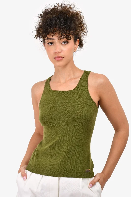 Christian Dior Green Cashmere Tank Top Size 4 (As Is) soft pink tank