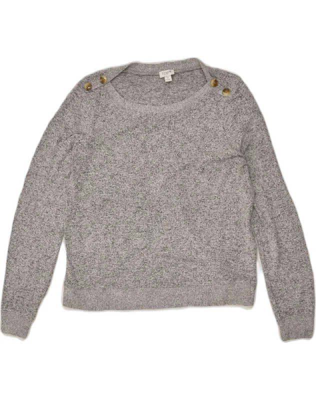 J. CREW Womens Loose Fit Crew Neck Jumper Sweater UK 10 Small Grey Flecked Plaid Sweater Polka Dot Checkered J. CREW Womens Loose Fit Crew Neck Jumper Sweater UK 10 Small Grey Flecked Plaid Sweater Polka Dot Checkered