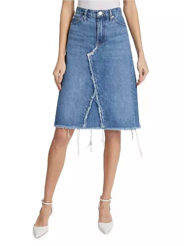 Deconstructed Denim Midi Skirt In Mabel a-line skirt cut