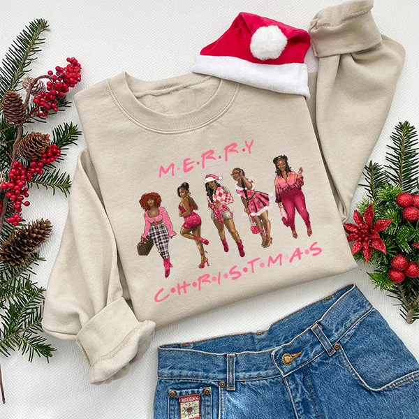 Pink Merry Christmas Sweatshirt - Christmas Sweatshirt - Sizes S to 5XL Oversized Hoodie Comfort Casual