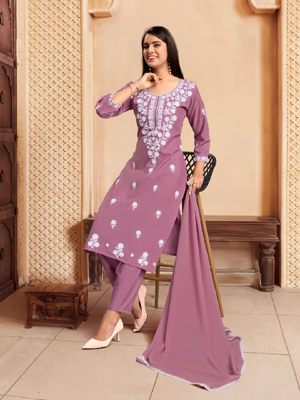 Pink Designer Readymade Pant Suit With Lacknowi Chikankari Embroidery Work Slim Fit Casual Pants Pink Designer Readymade Pant Suit With Lacknowi Chikankari Embroidery Work Slim Fit Casual Pants