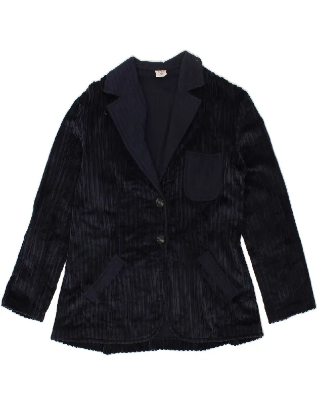 CONFEZIONI Womens Corduroy 2 Button Blazer Jacket UK 12 Medium Navy Blue Faux Fur Fabric Real Fur Fabric Shearling Fabric CONFEZIONI Womens Corduroy 2 Button Blazer Jacket UK 12 Medium Navy Blue Faux Fur Fabric Real Fur Fabric Shearling Fabric