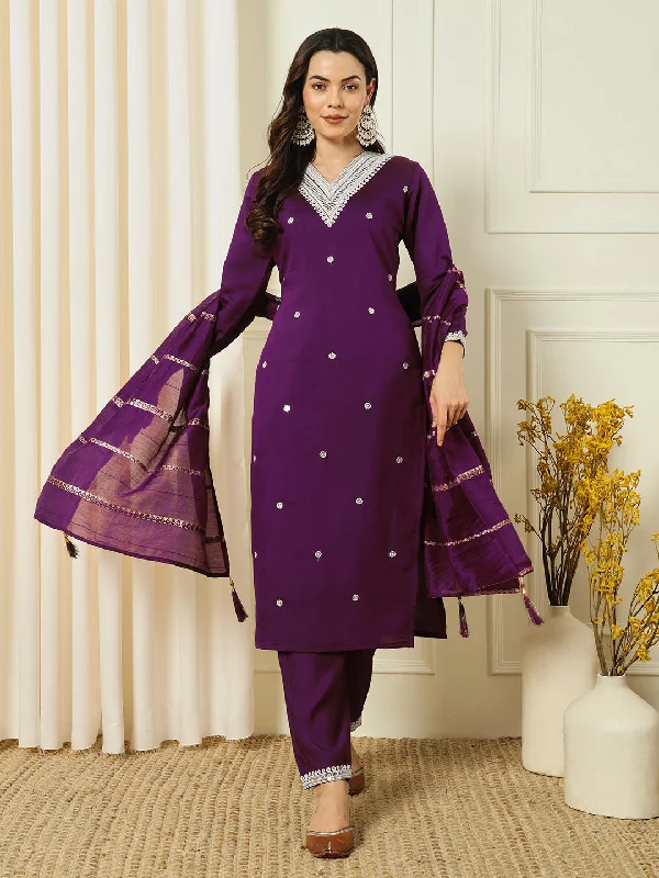 Purple Classy Designer Readymade Pant Suit With Embroidery WOrk Stylish Harem Pants