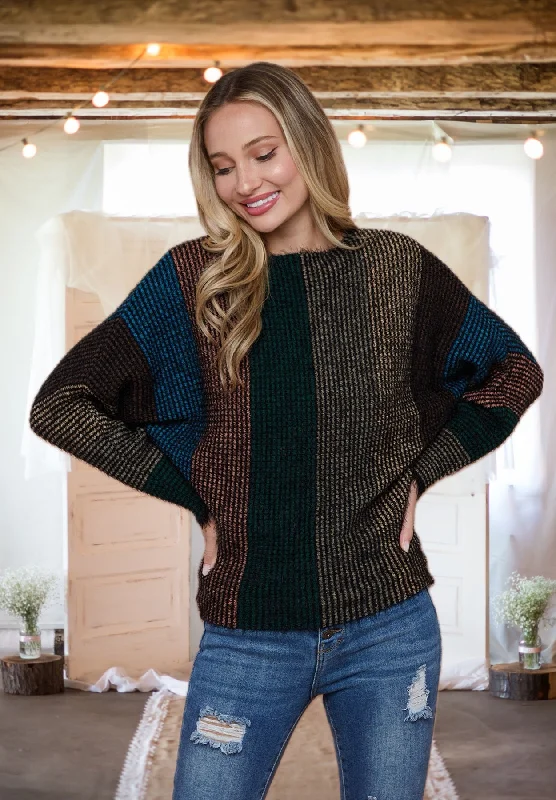 Sentimental Journey Sweater in Black Multi Graphic Sweater Embroidered Appliqued