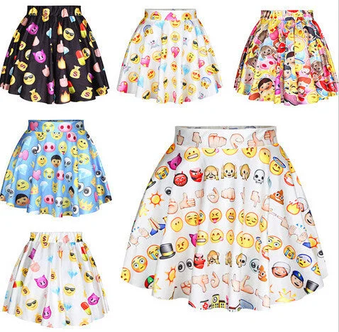 funny 3D skirt mini skirt white/black/blue color cartoon skirt wool skirt sturdy