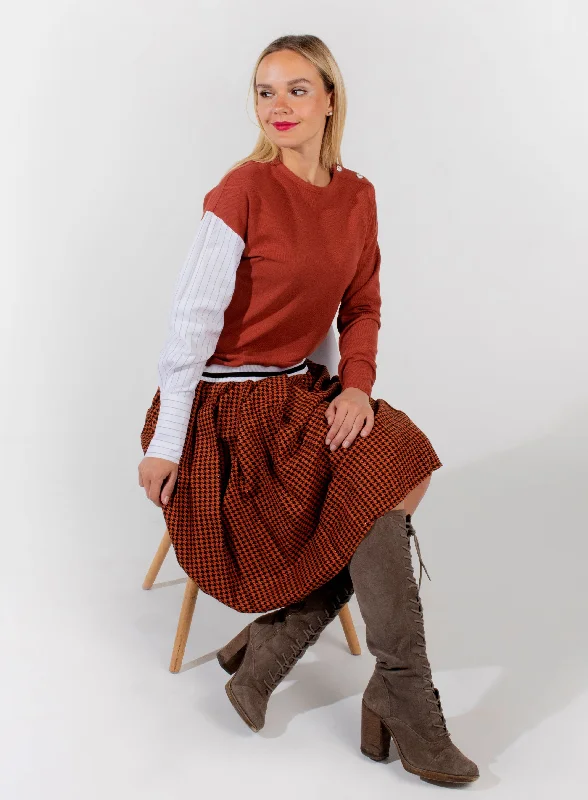 Ermanna 35520 Blouse Sleeve Sweater Lace Blend Ribbed Blend Corduroy Blend