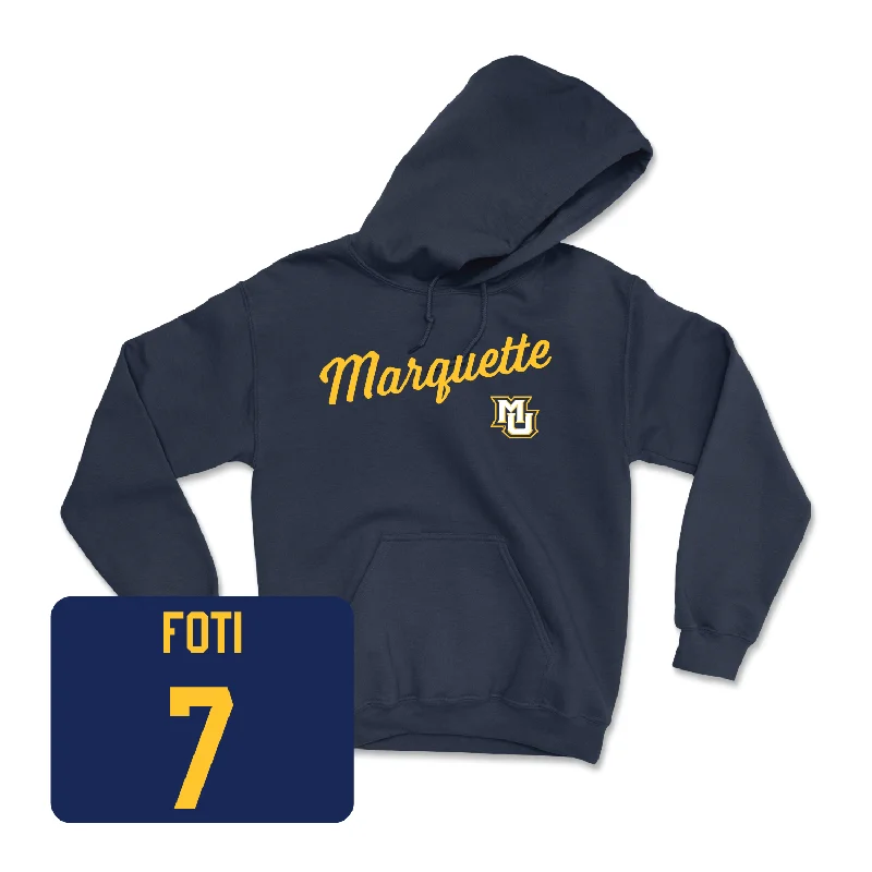 Navy Women's Volleyball Script Hoodie - Ella Holmstrom Hoodie with Relaxed Fit Easy Casual