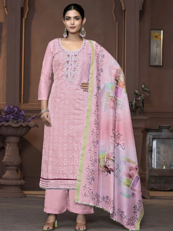 Pink Designer Readymade Pant Suit With Printed Hand Work Relaxed Lounge Trousers