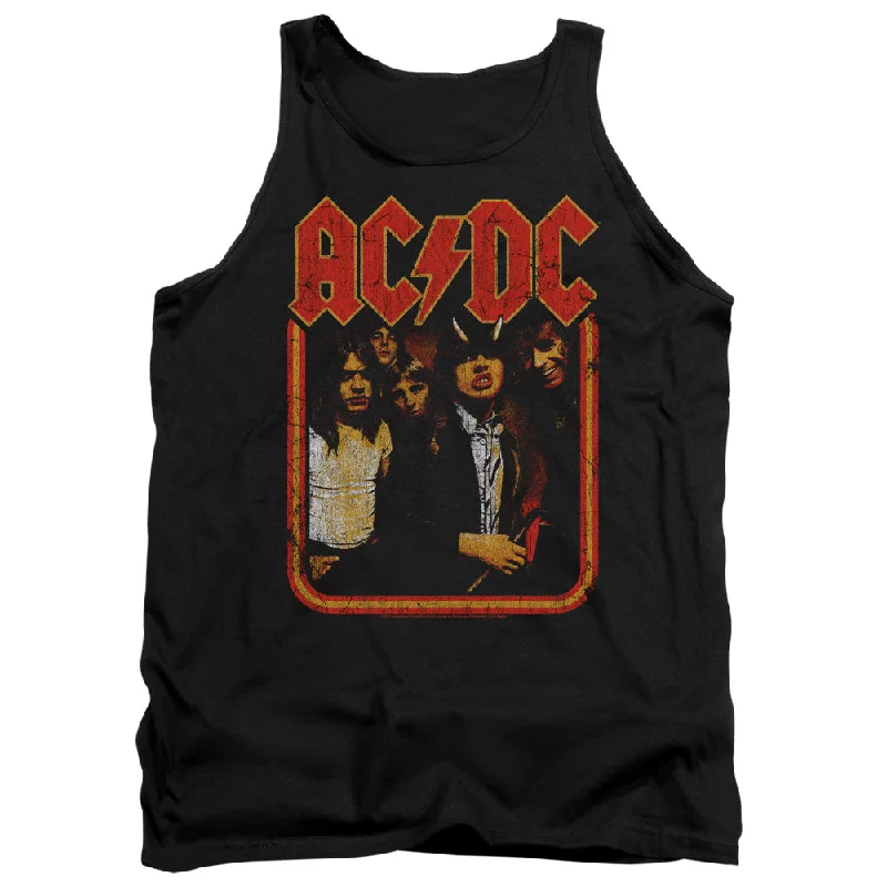 AC/DC Impressive Tank Top, Distressed Highway to Hell silver tank top