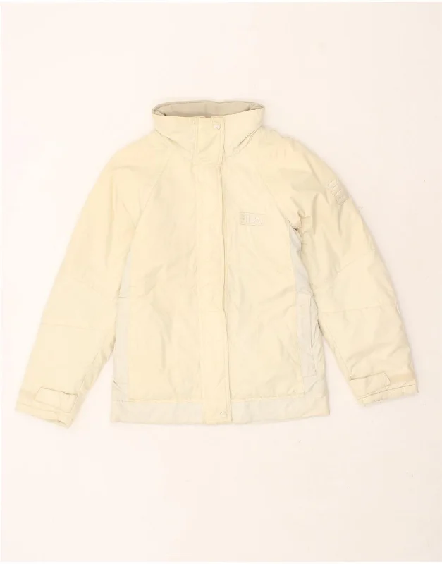 FILA Womens Windbreaker Jacket UK 6 XS Beige Polyamide Fitted Jacket Loose Jacket Oversized Jacket FILA Womens Windbreaker Jacket UK 6 XS Beige Polyamide Fitted Jacket Loose Jacket Oversized Jacket