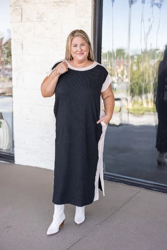 Autumn Midi Black Dress Tunics Corduroy durable