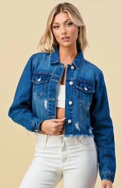 Destroyed Denim Jacket Heart Hip 1247 Denim Fabric Leather Fabric Suede Fabric