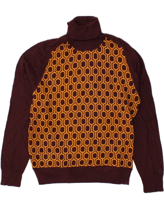 PENGUIN Womens Roll Neck Jumper Sweater UK 18 XL Burgundy Geometric Cotton Plaid Sweater Polka Dot Checkered PENGUIN Womens Roll Neck Jumper Sweater UK 18 XL Burgundy Geometric Cotton Plaid Sweater Polka Dot Checkered