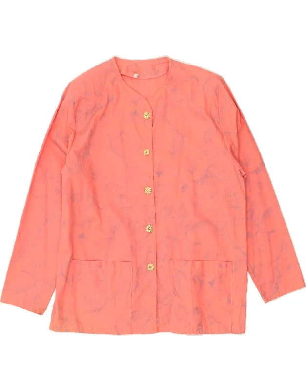 VINTAGE Womens 5 Button Blazer Jacket UK 14 Medium Pink Cotton Welt Pockets Slit Pockets Flap Pockets VINTAGE Womens 5 Button Blazer Jacket UK 14 Medium Pink Cotton Welt Pockets Slit Pockets Flap Pockets