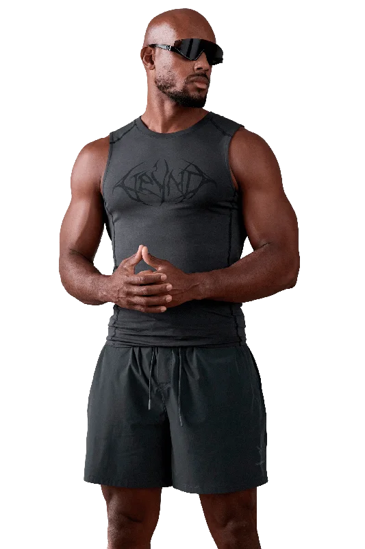 TANK BLACK VEINS GRAPHIC - Dark Gray metallic tank top