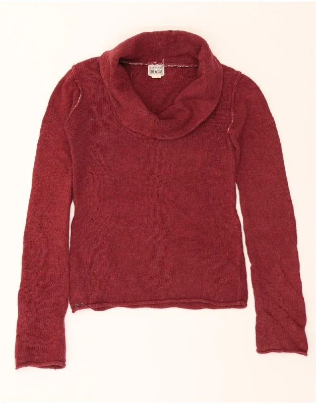 CONVERSE Womens Roll Neck Jumper Sweater UK 10 Small Burgundy Ramie Wool Fabric Cashmere Fabric Tweed Fabric CONVERSE Womens Roll Neck Jumper Sweater UK 10 Small Burgundy Ramie Wool Fabric Cashmere Fabric Tweed Fabric