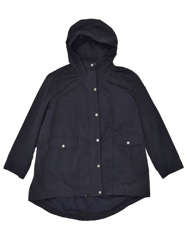 PEPE JEANS Womens Oversized Hooded Rain Jacket UK 10 Small Navy Blue Lace Jacket Ribbed Jacket Sequined Jacket
