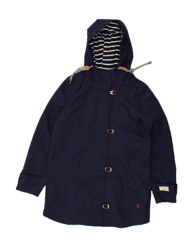 JOULES Womens Hooded Rain Jacket UK 8 Small Navy Blue Polyester Fitted Jacket Loose Jacket Oversized Jacket JOULES Womens Hooded Rain Jacket UK 8 Small Navy Blue Polyester Fitted Jacket Loose Jacket Oversized Jacket
