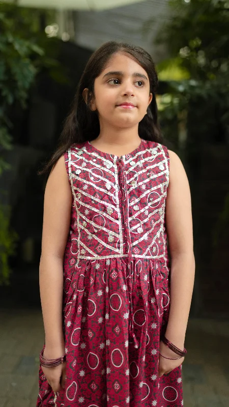 Ajrak, Cultural Dress for Girls Floral Print girly