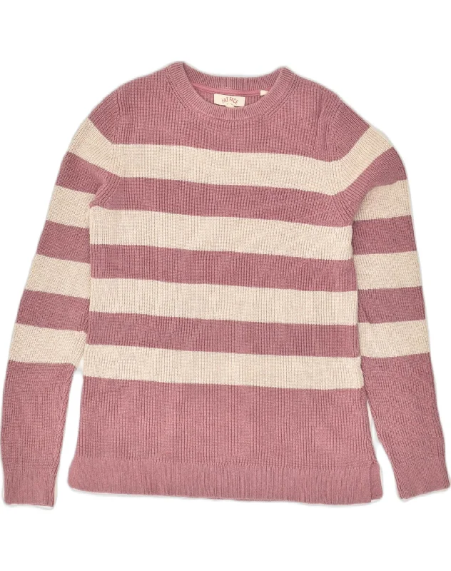 FAT FACE Womens Crew Neck Jumper Sweater UK 12 Medium Pink Striped Cotton Hooded Sweater Collared Sweater Shawl Collar FAT FACE Womens Crew Neck Jumper Sweater UK 12 Medium Pink Striped Cotton Hooded Sweater Collared Sweater Shawl Collar