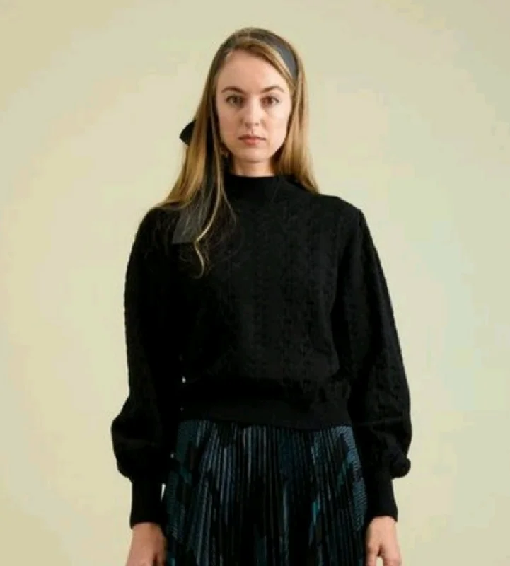 Sara Navon Knit Open Work Sweater Ribbed Striped Patterned