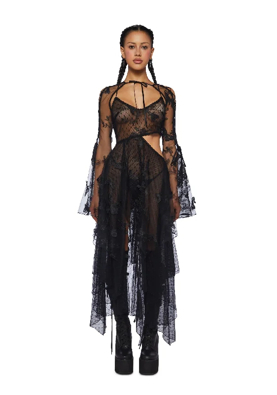 Fairydust Chronicles Lace Dress & Shrug Set- Black Tunics Denim casual