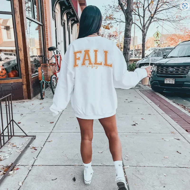 Fall Vibes Front and Back Sweatshirt - Fall Sweatshirt - Sizes S to 5XL Hoodie with Illustration Artistic Creative