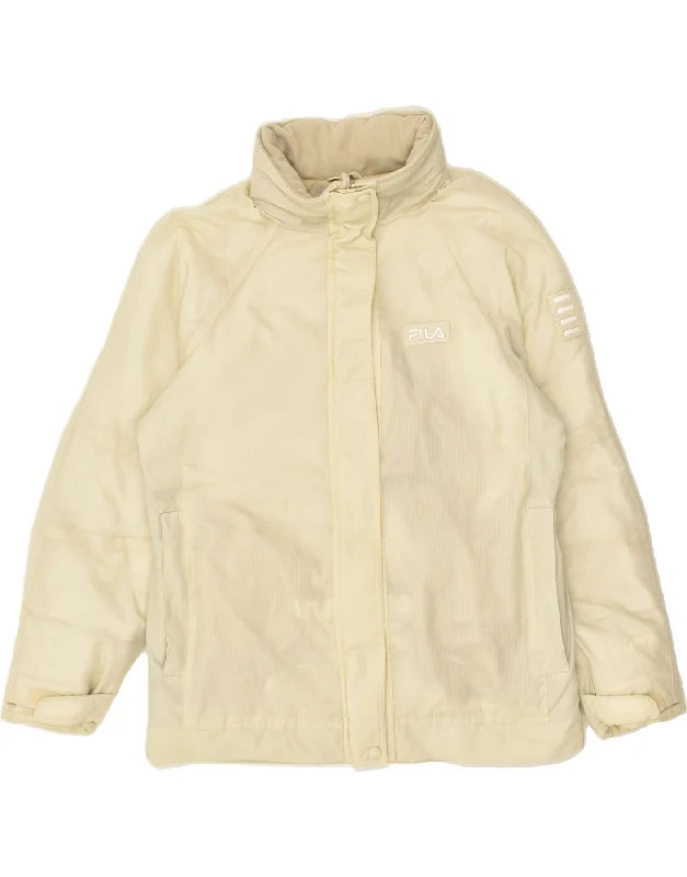 FILA Womens Windbreaker Jacket UK 16 Large Off White Nylon Notch Collar Jacket Peter Pan Collar Jacket Cowl Neck Jacket FILA Womens Windbreaker Jacket UK 16 Large Off White Nylon Notch Collar Jacket Peter Pan Collar Jacket Cowl Neck Jacket