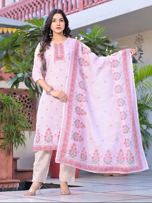 Grey Attractive Readymade Pant Suit With Designer Printed Soft Wool Pants