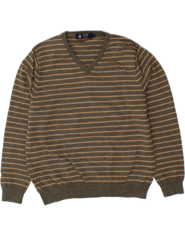 J. CREW Womens V-Neck Jumper Sweater UK 16 Large Grey Striped Toggled Drawstring Belted J. CREW Womens V-Neck Jumper Sweater UK 16 Large Grey Striped Toggled Drawstring Belted