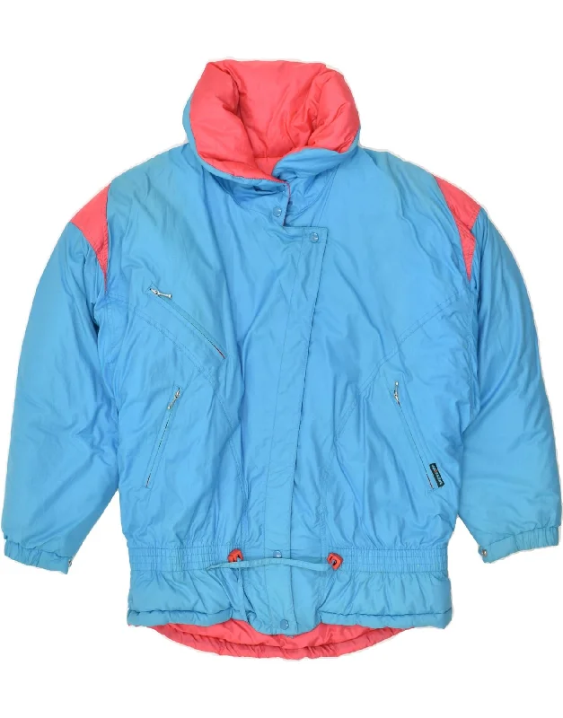 VINTAGE Womens Oversized Padded Jacket EU 40 Medium Blue Polyester Corduroy Jacket Velvet Jacket Brocade Jacket